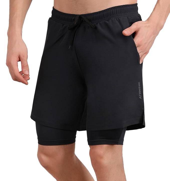 Athmonk 2in1 Hybrid Workout Shorts for Men and Women
